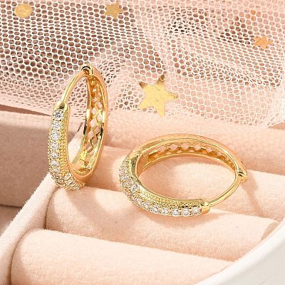 Rack Plating Brass Micro Pave Cubic Zirconia Hoop Earrings EJEW-H143-25G-1