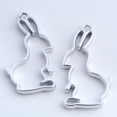 Alloy Bunny Open Back Bezel Pendants X-PALLOY-S047-41B-FF-1