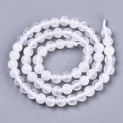Natural Selenite Beads Strands G-N328-025C-01-1
