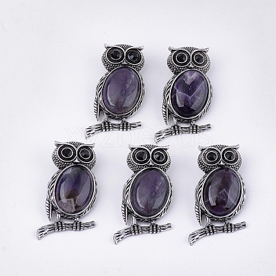 Natural Amethyst Brooches/Pendants G-S353-05A-1