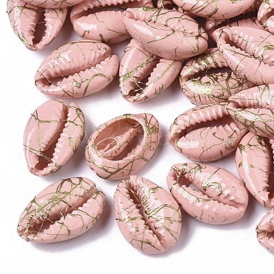 Spray Painted Natural Cowrie Shell Beads SSHEL-R047-03-A09-1