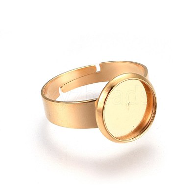 Ion Plating(IP) Adjustable 201 Stainless Steel Finger Rings Components STAS-G187-01G-10mm-1