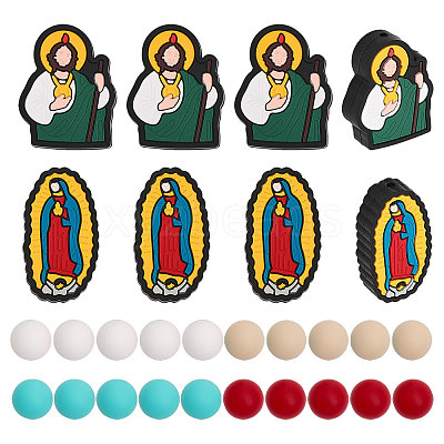 36Pcs 6 Style Food Grade Eco-Friendly Silicone Focal Beads SIL-CA0002-05-1