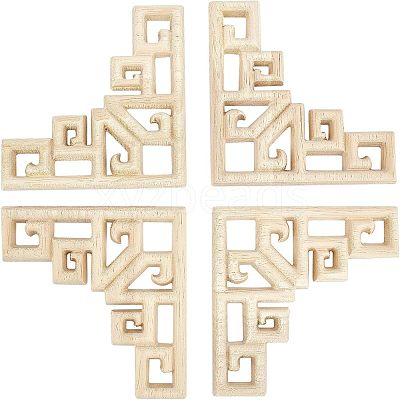 Natural Solid Wood Carved Onlay Applique Craft WOOD-FH0001-30-1