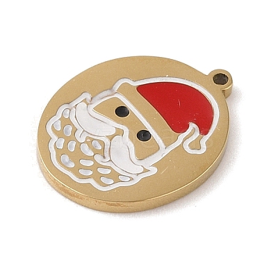 Christmas Theme Ion Plating(IP) 304 Stainless Steel Enamel Pendants STAS-Z083-07G-02-1