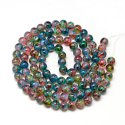 Baking Paint Glass Beads Strands DGLA-Q023-8mm-DB70-1