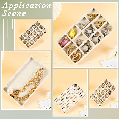 15 Grids Rectangle Wood Covered with Velvet Jewelry Trinket Display Trays AJEW-WH20054-062G-01-1