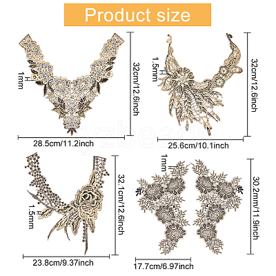 4 Style Flower Pattern Polyester Computerized Embroidered Appliques DIY-FG0003-95-1