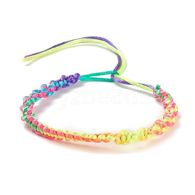 Rainbow Color Polyester Braided Adjustable Bracelet Making for Women BJEW-F454-04-1