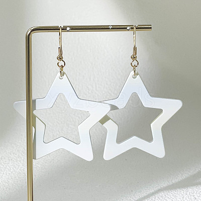 Alloy Acrylic Star Dangle Earrings for Women WG7A8ED-01-1
