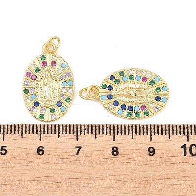 Brass Micro Pave Colorful Cubic Zirconia Pendants KK-P353-19G-01-1