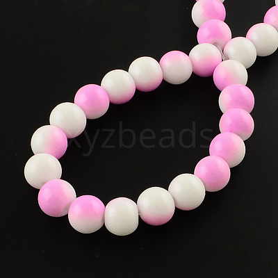 Two-Color Baking Paint Glass Bead Strands DGLA-R050-6mm-19-1