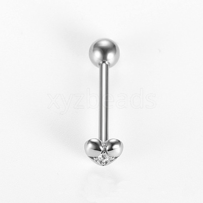 316L Surgical Stainless Steel Micro Pave Clear Cubic Zirconia Tongue Rings FS-WG6EDE0-03-1