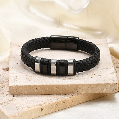 Braided Leather Cord Bracelets for Men BJEW-Z081-11EB-01-1