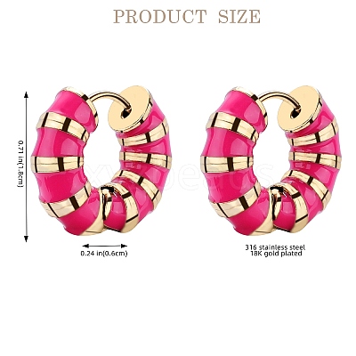 Enamel Striped Thick Hoop Earrings JE1110E-1