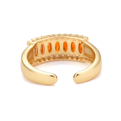 Bling Orange Cubic Zirconia Cuff Ring KK-Z023-05G-1