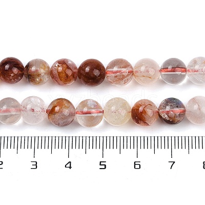 Natural Hematoid Quartz/Ferruginous Quartz Beads Strands G-U026-A09-8mm-1