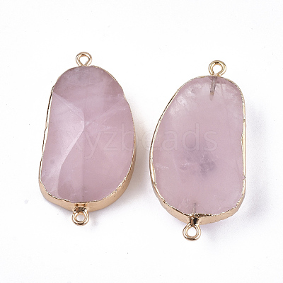 Electroplate Natural Rose Quartz Links Connectors G-S344-70F-01-1