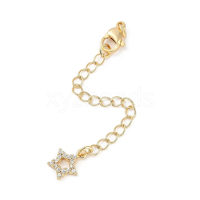 Brass Micro Pave Cubic Zirconia Ends with Chains KK-U043-02G-1
