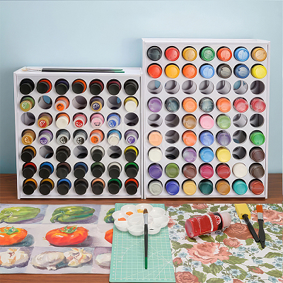 49-Hole Plastic Paint Organizer Stands ODIS-WH0038-132-1