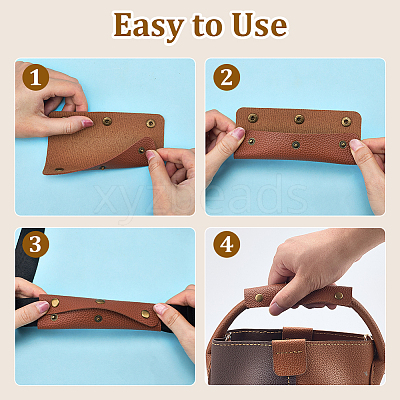 2Pcs PU Leather Luggage Handle Wrap Covers PURS-GL0001-06B-1