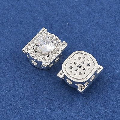 Rack Plating Brass Micro Pave Cubic Zirconia Beads KK-F879-07S-1