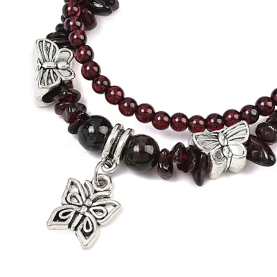 Natural Garnet Chip Beads Multi-strand Bracelet BJEW-JB07052-03-1