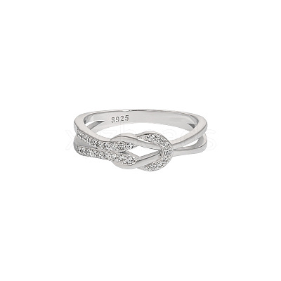 Knot 925 Sterling Silver Micro Pave Clear Cubic Zirconia Finger Rings for Women FS-WG39CEA-05-1