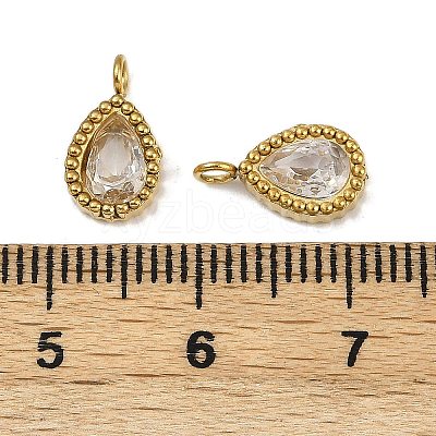 304 Stainless Steel Micro Pave Cubic Zirconia Charms STAS-K302-01C-G-1