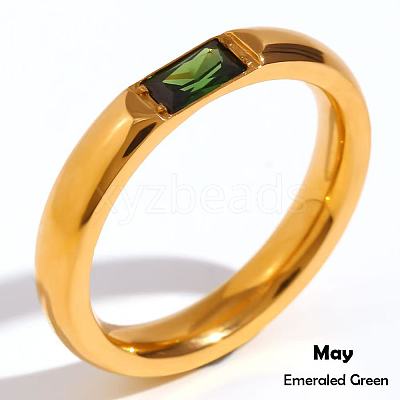 304 Stainless Steel Pave Cubic Zirconia Finger Rings FS-WG61B2A-13-1