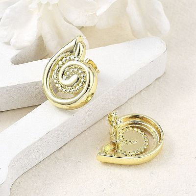 Brass Shell Shape Stud Earrings for Women EJEW-U035-10G-1