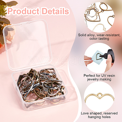 Rack Plating Alloy Open Back Bezel Pendants PALLOY-OC0001-12-1