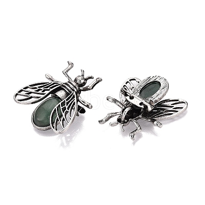 Natural Green Aventurine & Alloy Lapel Pin Brooches GG-N001-04AS-02-1