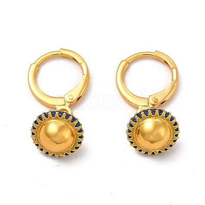 Blue Cubic Zirconia Planet Dangle Leverback Earrings EJEW-P221-23G-1