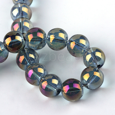 Electroplate Glass Beads Strands X-EGLA-Q062-8mm-A03-1