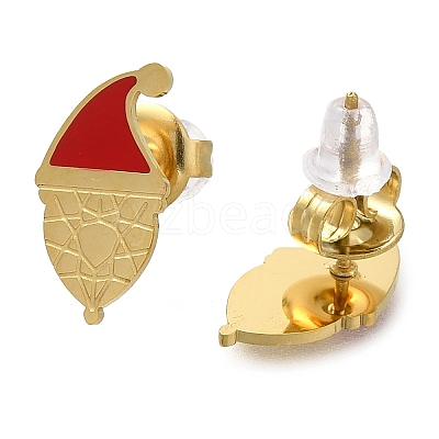Ion Plating(IP) 304 Stainless Steel Enamel Stud Earrings EJEW-I316-03G-07-1