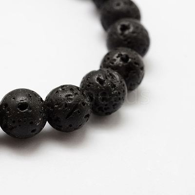 Natural Lava Rock Round Beads Stretch Bracelets BJEW-G550-07-10mm-1