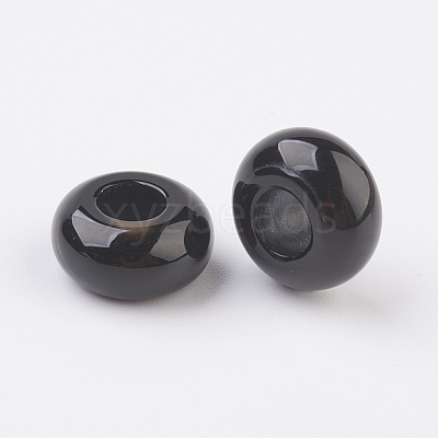 Randomly Mixed Natural Dyed & Heated Black Agate and Banded Agate European Beads G-G740-12x6mm-12-1