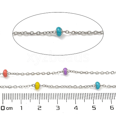 304 Stainless Steel Enamel Link Chains AJEW-Z028-09P-09-1