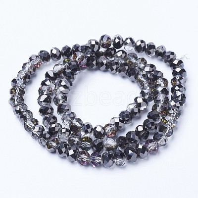 Electroplate Transparent Glass Beads Strands EGLA-A034-T6mm-Z05-1