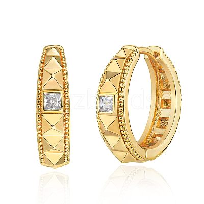 Brass Clear Cubic Zirconia Hoop Earrings FS-WGD9CCC-15-1