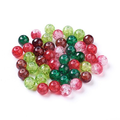 5 Colors Spray Painted & Baking Paint Crackle Glass Beads CCG-X0010-05-8mm-1