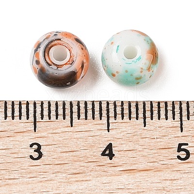 Opaque Spray Painted Glass Beads GLAA-G118-01E-1