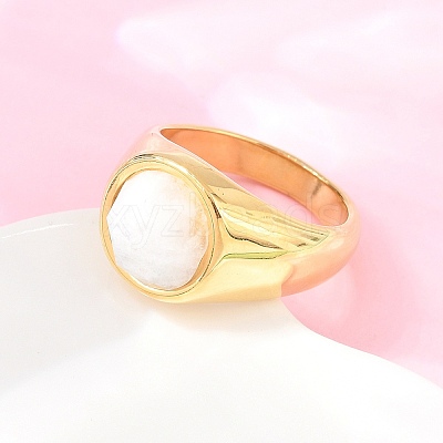 304 Stainless Steel Natural Moonstone Finger Rings RJEW-F203-02G-01-1