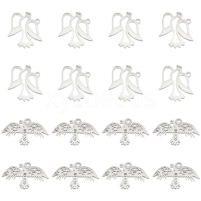 16Pcs 2 Styles 304 Stainless Steel Pendants STAS-UN0050-33-1
