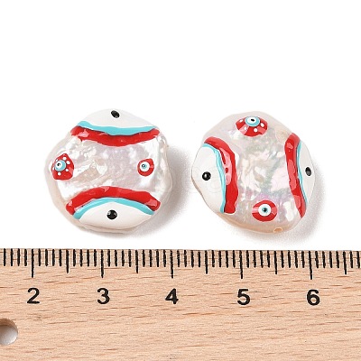 Natural Keshi Pearl Enamel Beads PEAR-G014-04C-1