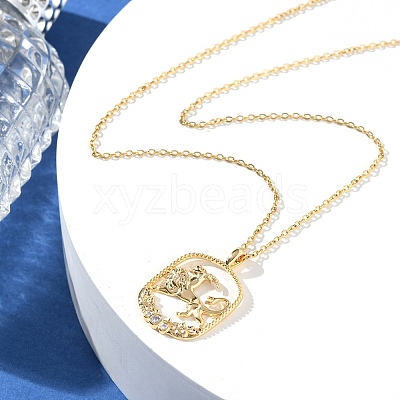 Brass Clear Cubic Zirconia Pendant Necklaces for Women LS-NJEW-B121-01G-04-1