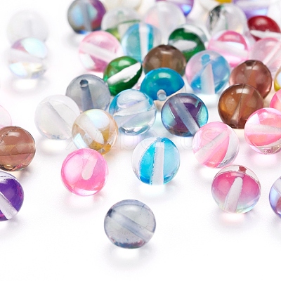 50Pcs 10 Colors Synthetic Moonstone Beads Strands G-YW0001-08-1