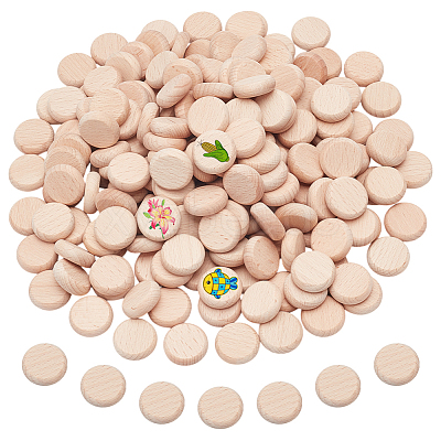200Pcs Beech Wooden Round Pieces WOOD-NB0002-94B-1