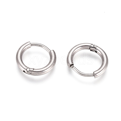 Tarnish Resistant 304 Stainless Steel Huggie Hoop Earrings EJEW-G272-02-8mm-P-1